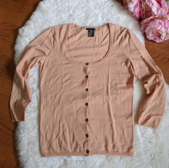theory knit cardigan sweater wool xs peach - Picture 2 of 5